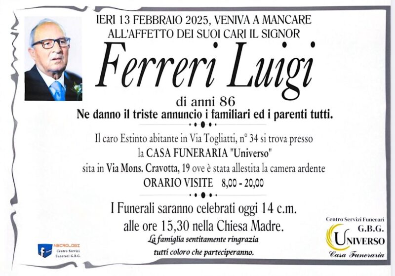 Ferrei luigi di anni 86