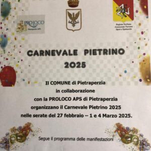 PIETRAPERZIA.“Il Sindaco comunica che il Comune organizzerà in collaborazione con la ProLoco Pietraperzia APS il “Carnevale Pietrino”.