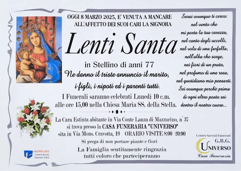 Lenti Santa di anni 77