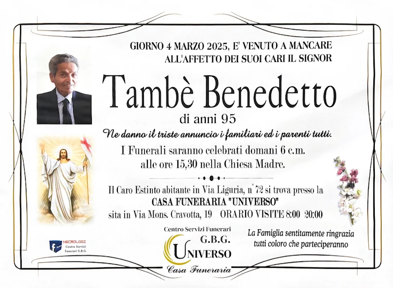 Tambè Benedetto di anni 95